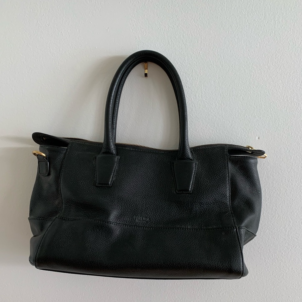 Perlina Black Leather Bag